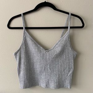 Ribbed Cropped V-Neck Tank